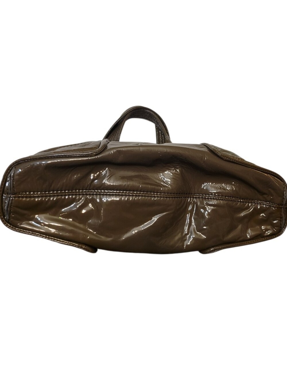 Vintage Kooba Glossy Patent Leather Olive Green Hobo Bag - Picture 10 of 11